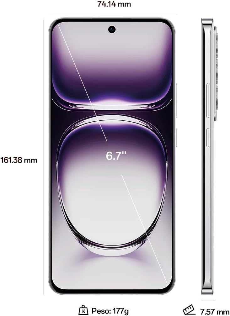 OPPO Reno12 5G Smartphone met IA, 24 GB (12 GB + 12 GB + 256 GB, 3D-AMOLED-display, 17,9 cm (6,7 inch), camera 50 + 8 + 50 MP, Android, 4K-video, batterij 5000 mAh, snel opladen 80 W, bruin/zwart