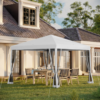 Tuinpaviljoen – Tuinoverkapping – Tuinkap – Prieel – Partytent – Crème Kleur – Pop-Up Systeem – 3x3 Meter Met Muskietennetten