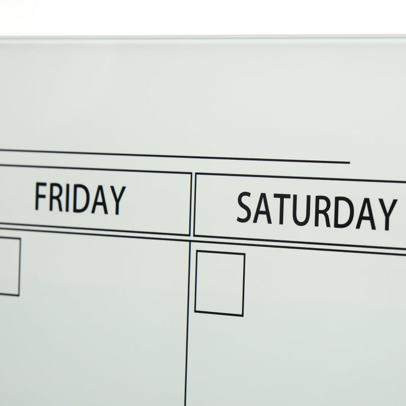 Whiteboard Kalender – Whiteboard Bord – Planbord – Schrijfbord – Organisatiebord – Wit – 90x60 cm – Glad Keramisch Oppervlak – Inclusief 4 Kleuren Markers en Wisser