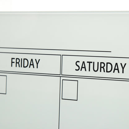 Whiteboard Kalender – Whiteboard Bord – Planbord – Schrijfbord – Organisatiebord – Wit – 90x60 cm – Glad Keramisch Oppervlak – Inclusief 4 Kleuren Markers en Wisser