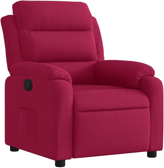 vidaXL Fauteuil verstelbaar fluweel wijnrood, leunstoel, relaxstoel, armstoel, relaxfauteuil, luie stoel, tv stoel, standenstoel, fauteuil stoel