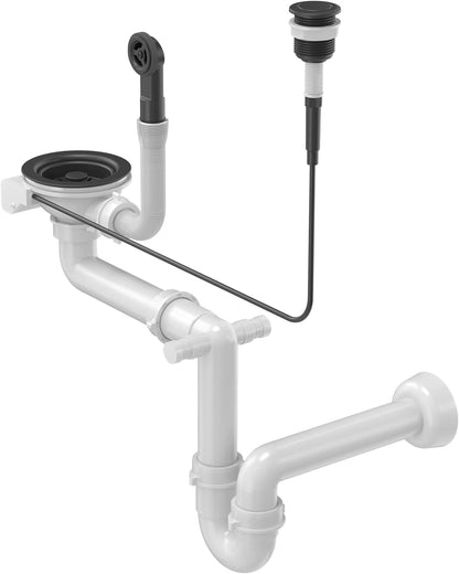 Quadron Eva 111 spoelbak, grijs en koper, afmetingen 86 x 50 x 21 cm, granieten spoelbak EVAN 111, enkele spoelbak, keukenspoelbak, met handmatige sifon en afdruipoppervlak, 1 spoelbak