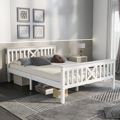 Tweepersoonsbed – Bedframe – Opbergbed – Slaapbank – Ledikant – Massief Dennehout – Vintage Design – 140x200 cm