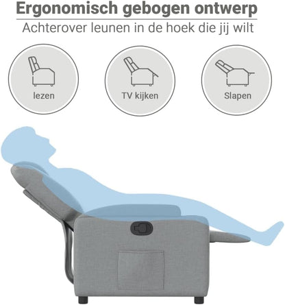 vidaXL Adjustable Chair, Recliner Chair with Backrest, Seat with Padded Armrests, Living Room, Modern, Light Grey, Fabric - QUORE