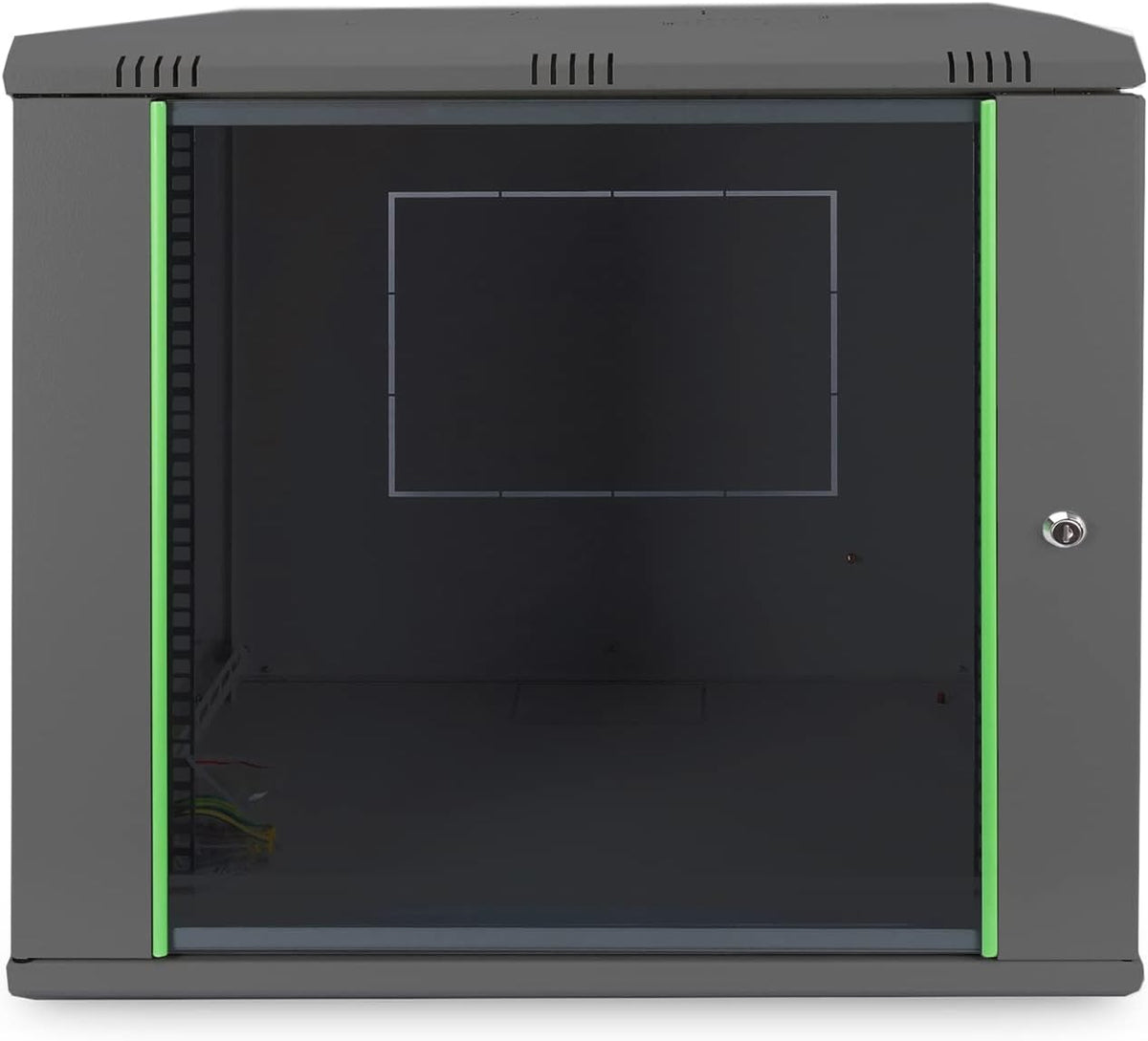 Netwerkkast – Serverkast, Rack, Datakast, Wandkast – 19 Inch, 12 HE, Wandmontage, 450 Mm Diepte, Zwart – Afsluitbare Frontdeur Met Veiligheidsglas – Verwijderbare Zijpanelen