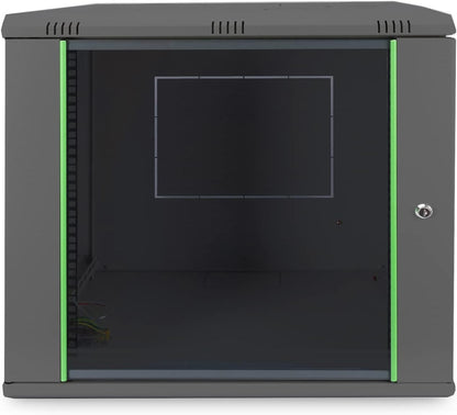 Netwerkkast – Serverkast, Rack, Datakast, Wandkast – 19 Inch, 12 HE, Wandmontage, 450 Mm Diepte, Zwart – Afsluitbare Frontdeur Met Veiligheidsglas – Verwijderbare Zijpanelen