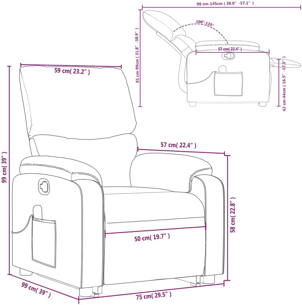 vidaXL Stand Up Massage Chair Adjustable Fabric Black, Stand Up Armchair, Adjustable Recliner for Elderly, Electric Stand Up Chair