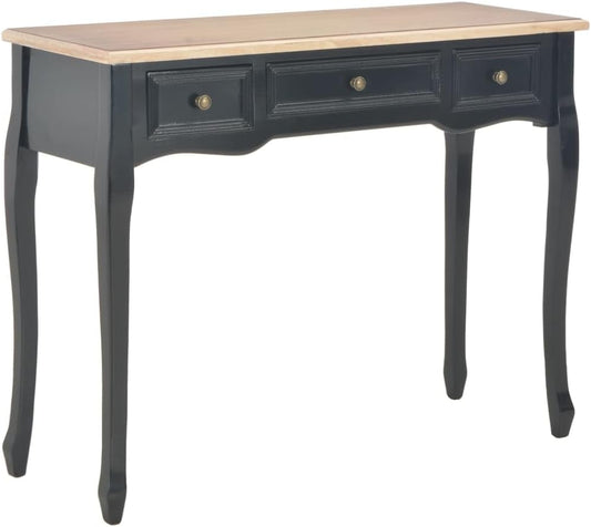 vidaXL Side Table with 3 Drawers Black Dressing Table Makeup Table Bedroom Table