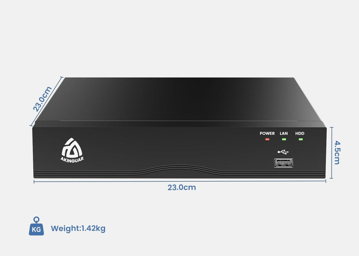 4K PoE NVR 8-kanaals CCTV-camerasysteem Network Video Recorder met 2TB-harde Schijf Ondersteunt 8MP 5MP 2MP IP-camera, Veiligheid 24/7 Opname, Werken met AKINGUAR PoE-camera's