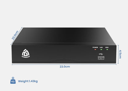 4K PoE NVR 8-kanaals CCTV-camerasysteem Network Video Recorder met 2TB-harde Schijf Ondersteunt 8MP 5MP 2MP IP-camera, Veiligheid 24/7 Opname, Werken met AKINGUAR PoE-camera's