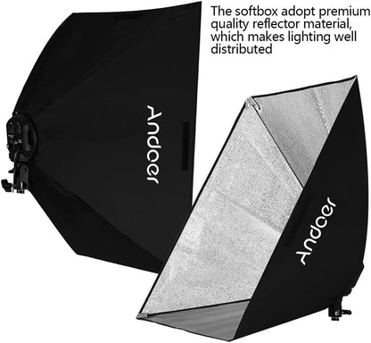 Softbox LED-set – Fotostudioset – Studioverlichting – Fotografielicht – Lichtset – 2 X Softbox 50 X 70 Cm – 2 M Metalen Statieven Met 4-In-1 E27 Lamphouders