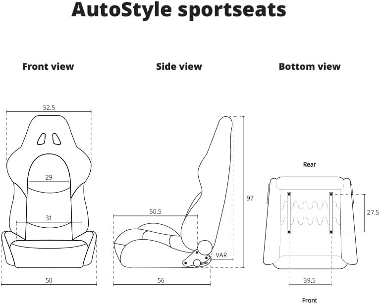 AutoStyle Sportstoel 'MR' - Zwart Kunstleder + Zwart Pine textiel - Dubbelzijdig verstelbare rugleuning - incl. sledes