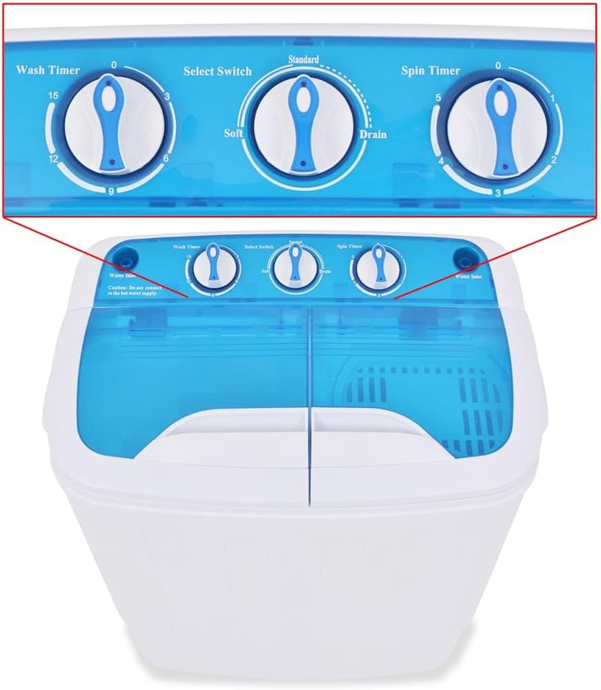vidaXL Mini Washing Machine Double Drum 5.6kg Washing Machine Clothes Cleaning - QUORE