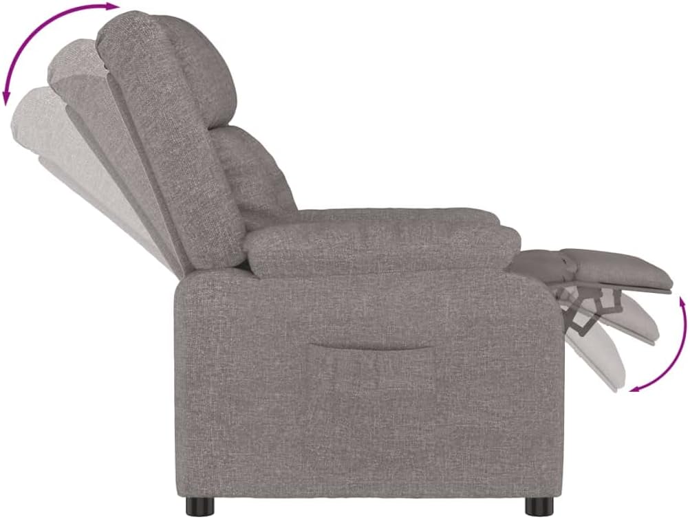 Relaxstoel taupe stof tv-stoel met ligfunctie, enkele ligstoel, relaxstoel voor woonkamer, slaapkamer A2 - QUORE