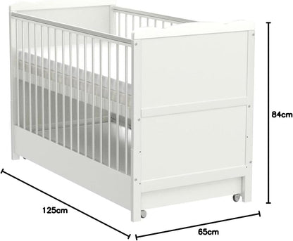 Babybedje – Wieg – Ledikant – Kinderbed – Juniorbed – Verstelbaar Met 3 Hoogtes – Met Opberglade En Aloe Vera Matras