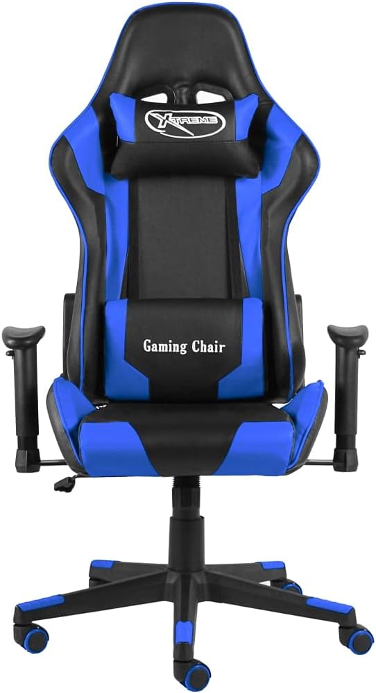 Gamingstoel – Gamestoel – Bureaustoel – Draaistoel – Zwarte Blauw Design – Ergonomisch Met Nek- En Rugkussens – Verstelbare Hoogte En Rugleuning