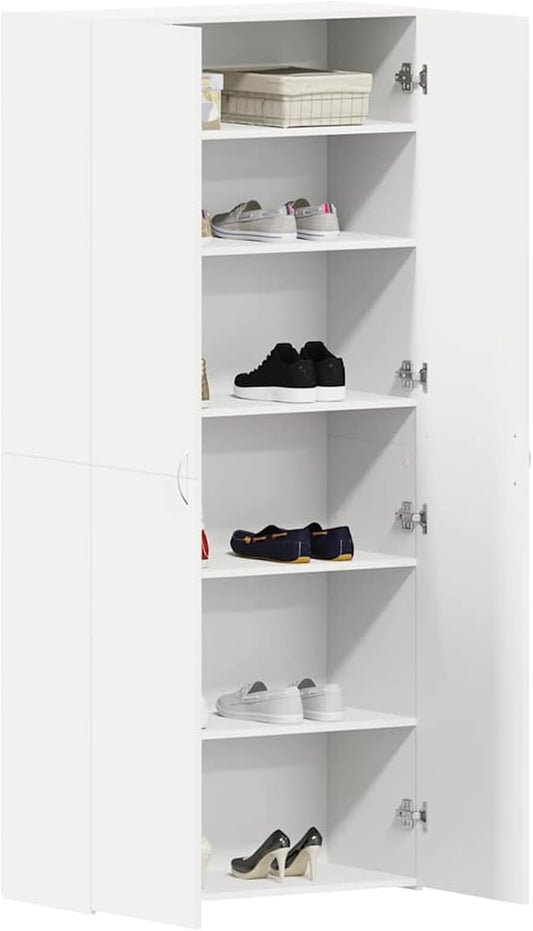 Gecheer Shoe Cabinet White 80 x 35.5 x 180 cm Wood Material, Shoe Rack Organizer for Hallway Living Room Furniture Hallway Stairwell 3333836 - QUORE