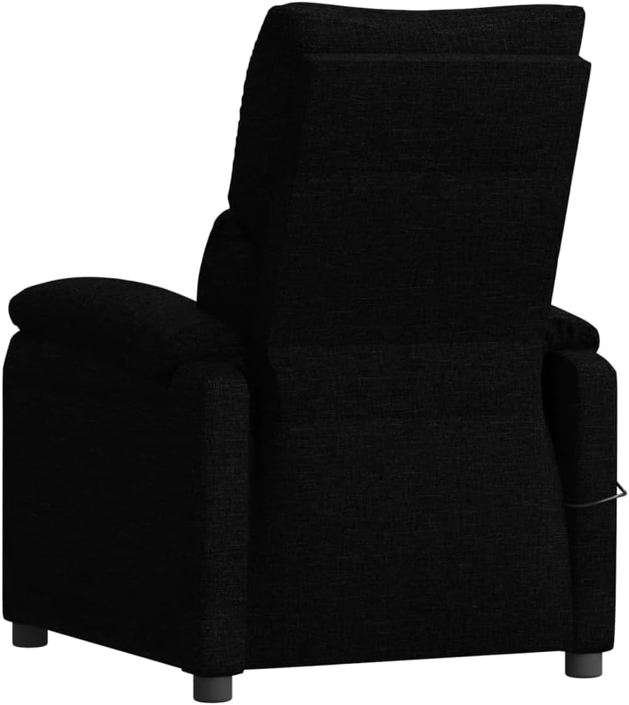 Relaxstoel, elektrisch, zwarte stof, tv-stoel met ligfunctie, enkele ligstoel, relaxstoel voor woonkamer, slaapkamer, A1