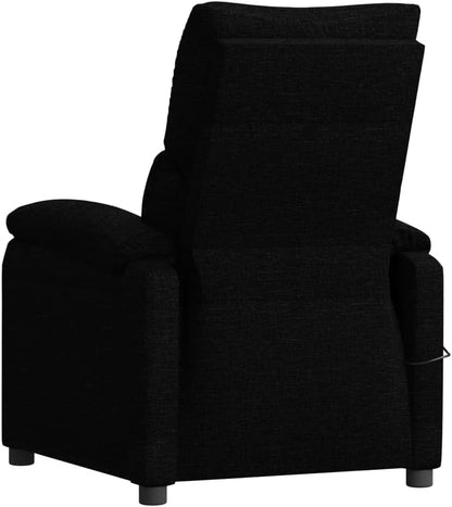 Relaxstoel, elektrisch, zwarte stof, tv-stoel met ligfunctie, enkele ligstoel, relaxstoel voor woonkamer, slaapkamer, A1