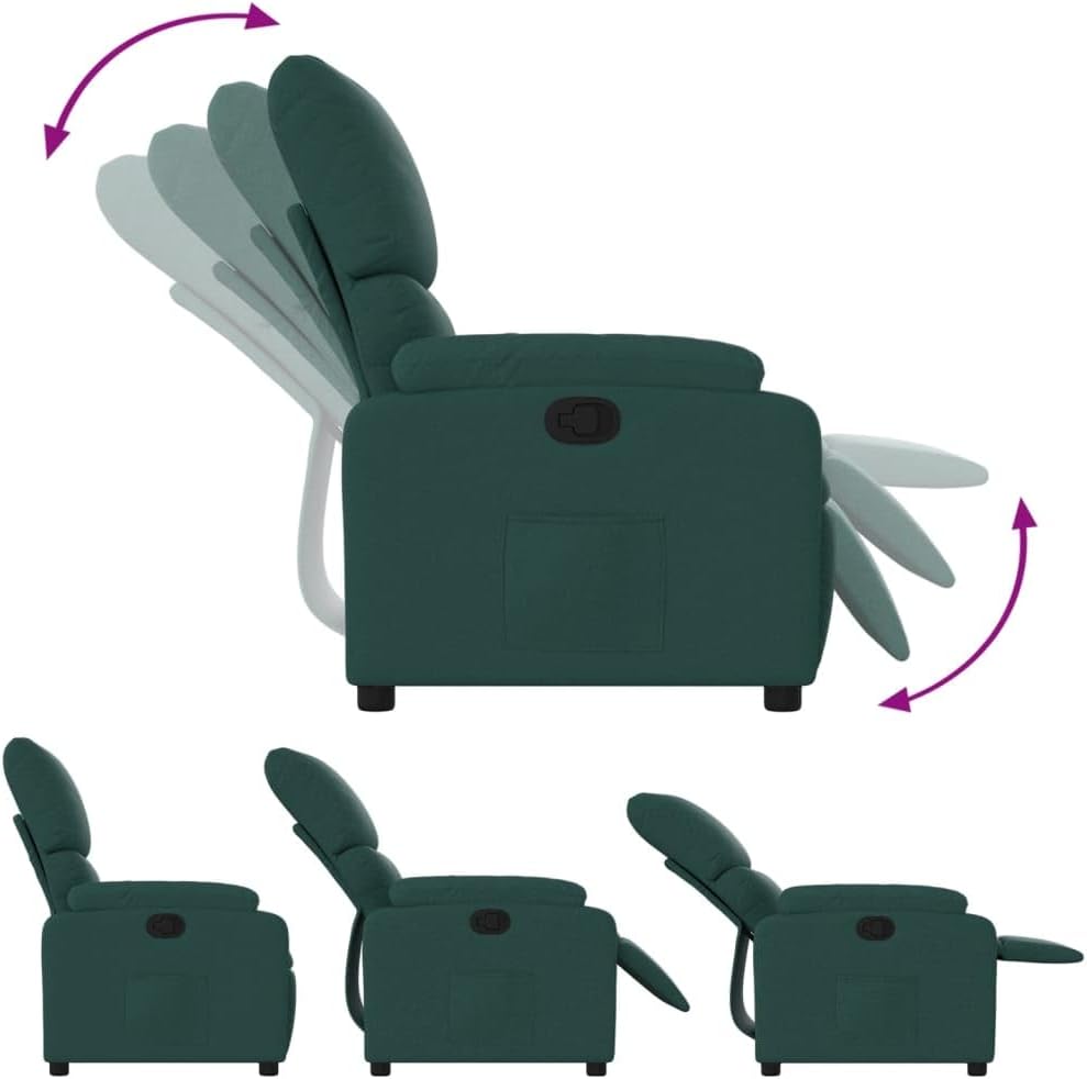 vidaXL Armchair adjustable fabric dark green, recliner chair, recliner chair, armchair, armchair, lazy chair, tv chair, stand chair, recliner chair