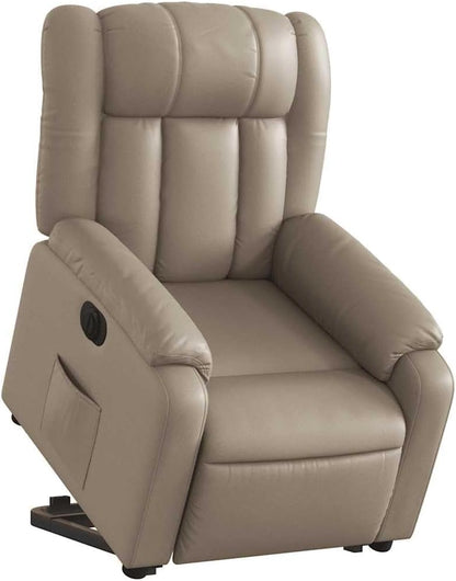 Relaxstoel met Opstahulp – Elektrische Relaxstoel – TV-Stoel – Ligstoel – Comfortstoel – Elektrisch Kantelsysteem – Cappuccino Kunstleer – Met Opstaan Hulpfunctie