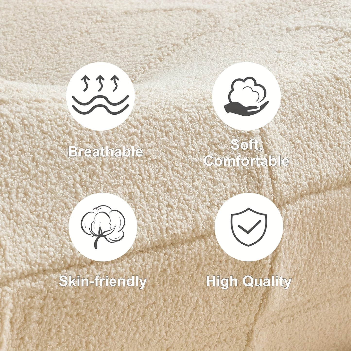 Loungestoel – Zitzakstoel – Armloze Fauteuil – Accentstoel – Voetenbank – Ergonomisch Design – Zachte Sherpa Stof – Off-white Zonder Voetenbank