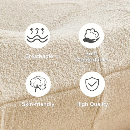 Loungestoel – Zitzakstoel – Armloze Fauteuil – Accentstoel – Voetenbank – Ergonomisch Design – Zachte Sherpa Stof – Off-white Zonder Voetenbank