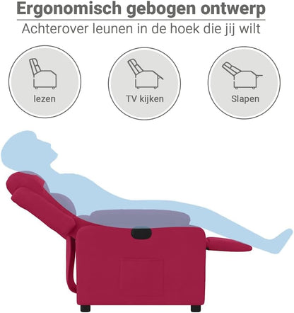 vidaXL Fauteuil verstelbaar fluweel wijnrood, leunstoel, relaxstoel, armstoel, relaxfauteuil, luie stoel, tv stoel, standenstoel, fauteuil stoel