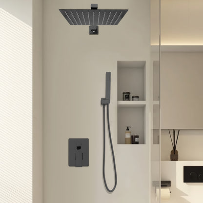 Doucheset – Regendouche – Handdouche – Douchekraan – Douchegarnituur – Messing – Mat Zwart – 25x25 cm – Waterbesparend