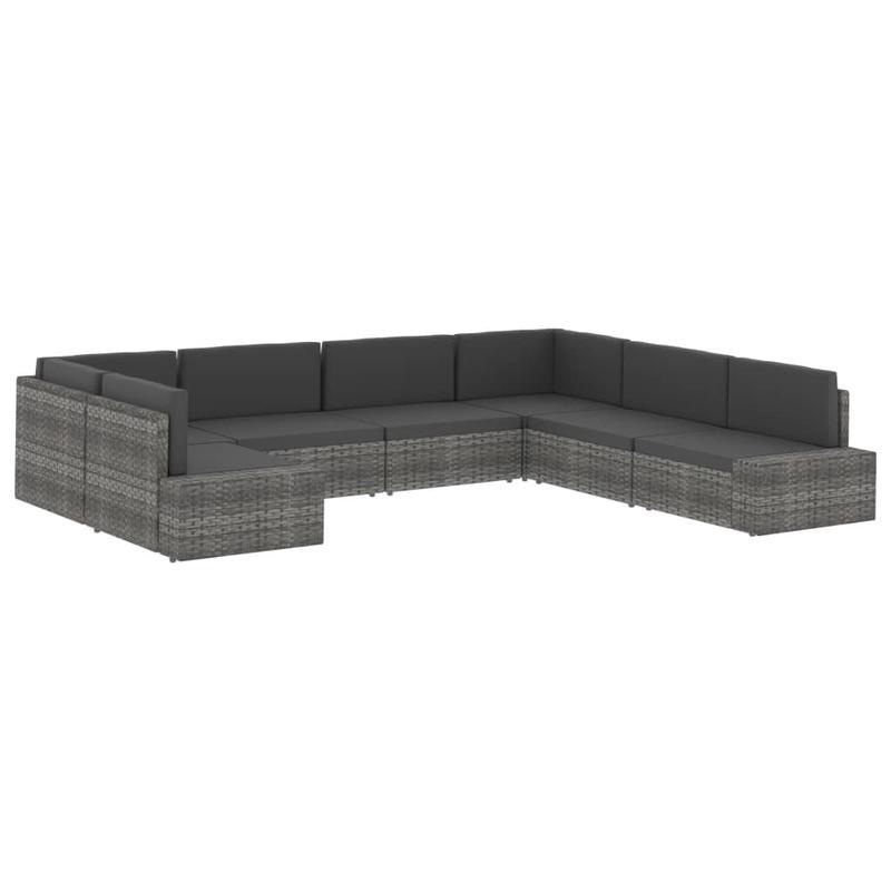 Loungebank Buiten – Loungeset Tuinbank – Buitenbank Modulaire Sofa – Allweather Bank Grijs – Weerbestendig Gevlochten Kunststof – Comfortabele Kussens Afneembaar