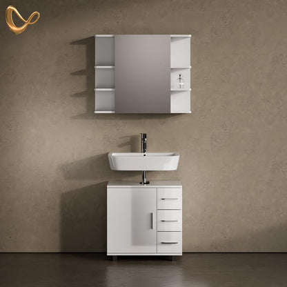 Livinity Badkamermeubel set "Eisak", Wit Hoogglans, 2 delen - QUORE