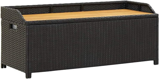vidaXL Garden storage bench Garden Bench Storage bench Garden Garden Box Garden Bench Outdoor Benches Bench Benches Garden furniture Outdoor furniture Poly Rattan Black