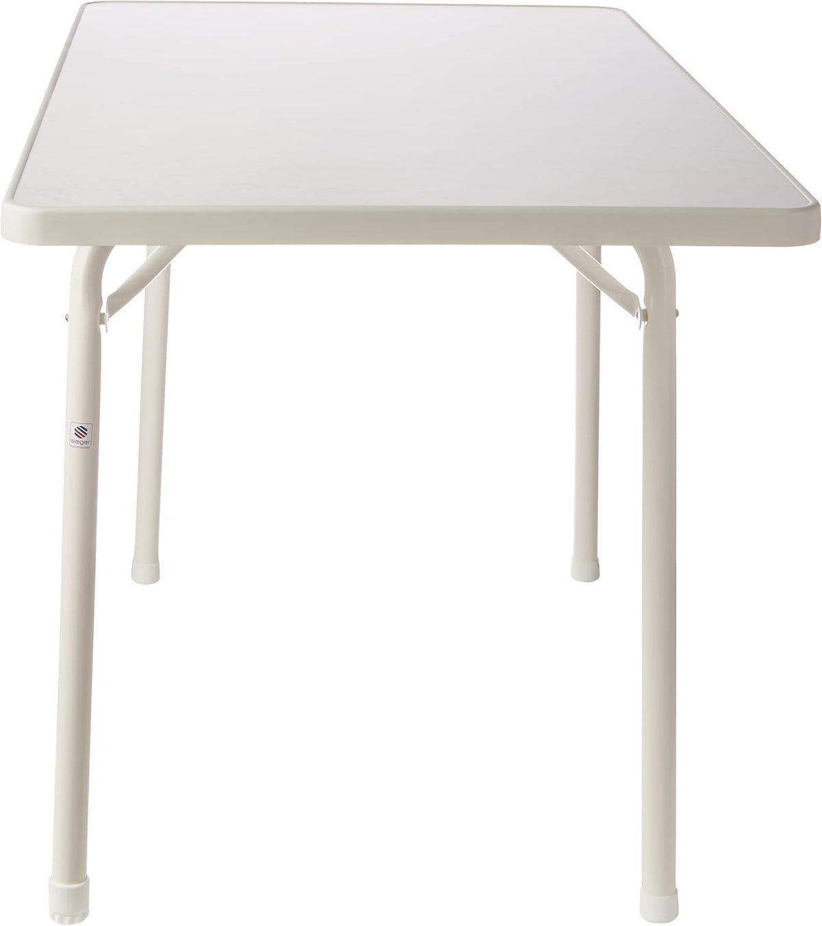 Sieger 120/W tuin-klaptafel met mecalit-Pro-plaat 115 x 70 cm, stalen buisframe wit, tafelblad marmerdecor wit