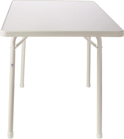 Sieger 120/W tuin-klaptafel met mecalit-Pro-plaat 115 x 70 cm, stalen buisframe wit, tafelblad marmerdecor wit