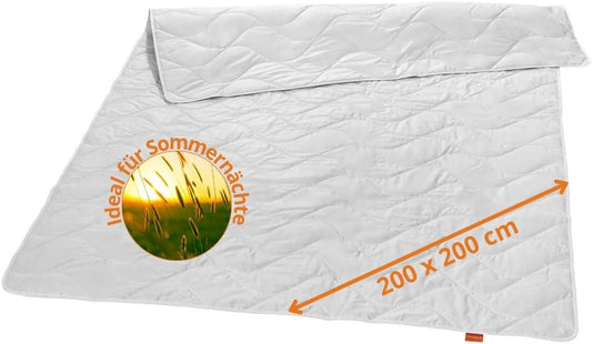 sleepling natuur dekbed van 100% wilde zijde 200 x 200 cm, voor de zomer, overtrek 100% katoen, Made in Germany, Ökotex, wasbaar op 40 graden, wit