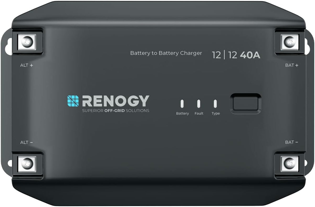 Renogy DC to DC Battery Charger, 12V 40A, Intelligent DCDC Battery Charger, Solar Charge Controller for Floodlights, Gel AGM Lithium Batteries for Motorhomes, Trucks, Commercial Vehicles - QUORE