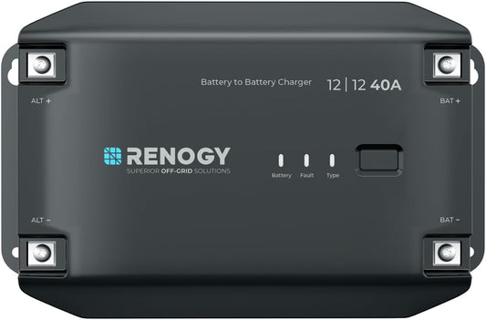 Renogy DC to DC Battery Charger, 12V 40A, Intelligent DCDC Battery Charger, Solar Charge Controller for Floodlights, Gel AGM Lithium Batteries for Motorhomes, Trucks, Commercial Vehicles - QUORE