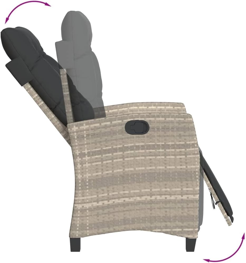 Gecheer Garden Chair Footrest Light Grey Poly Rattan Garden Chair Outdoor Rattan Chair Garden Chair Garden Chair Rattan Chair - QUORE