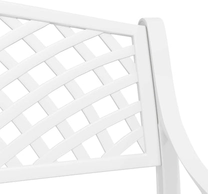 Garden Bench 102 cm Cast Aluminium White Outdoor Bench Furniture - QUORE