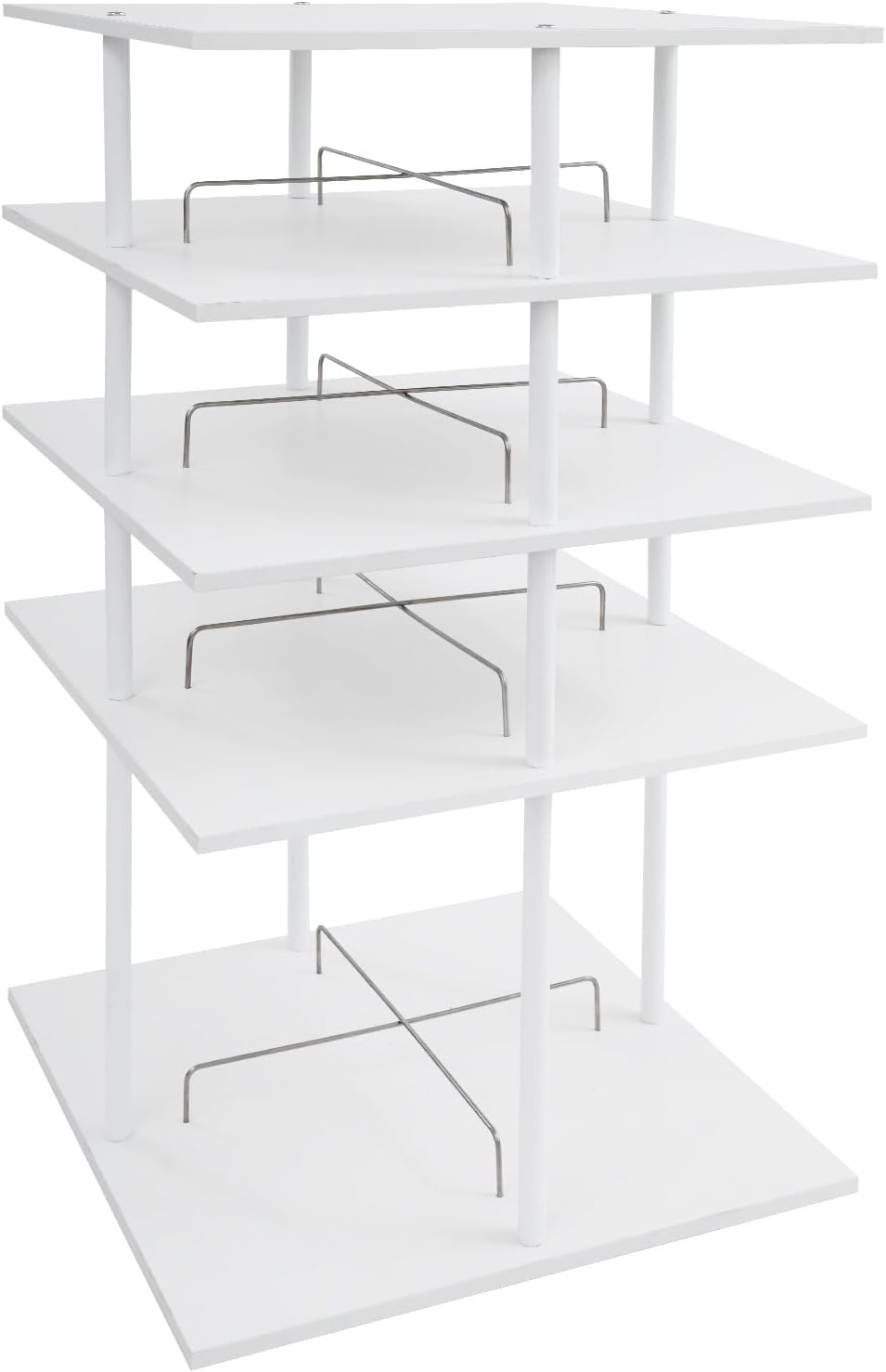 360° Floor Stand Rotating Shoe Organizer, Shoe Rack, Rotating Shoe Rack, Multi-layer Shoe Stand, Swivel for Placement, Shoes, Hats, Handbags etc. (4 Floors, White) - QUORE