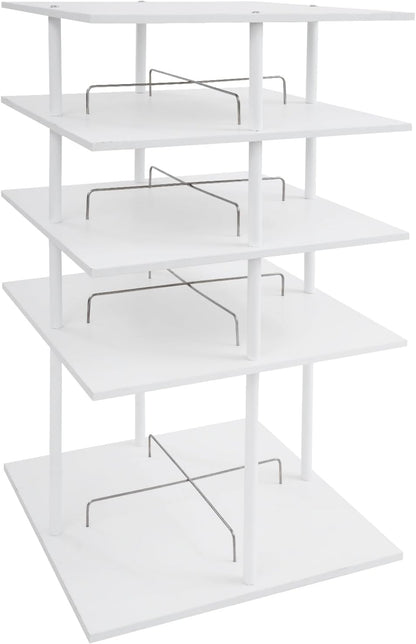 360° Floor Stand Rotating Shoe Organizer, Shoe Rack, Rotating Shoe Rack, Multi-layer Shoe Stand, Swivel for Placement, Shoes, Hats, Handbags etc. (4 Floors, White) - QUORE