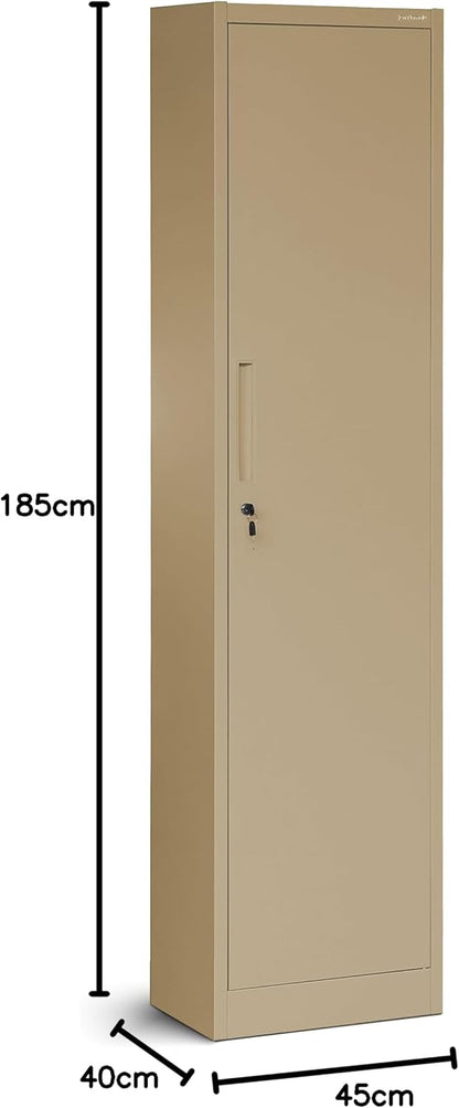 Archiefkast kantoorkast metalen kast opbergkast 4 planken vleugeldeur draaigreep poedercoating metaal 185 cm x 45 cm x 40 cm (beige)