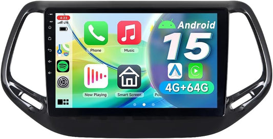 Android 14 autoradio voor Jeep Compass 2017-2020 - Touchscreen HD 10,1 inch 1280 x 800, Wireless CarPlay & Android Auto, GPS WiFi Bluetooth, dubbele USB-aansluiting, stereo auto hifi