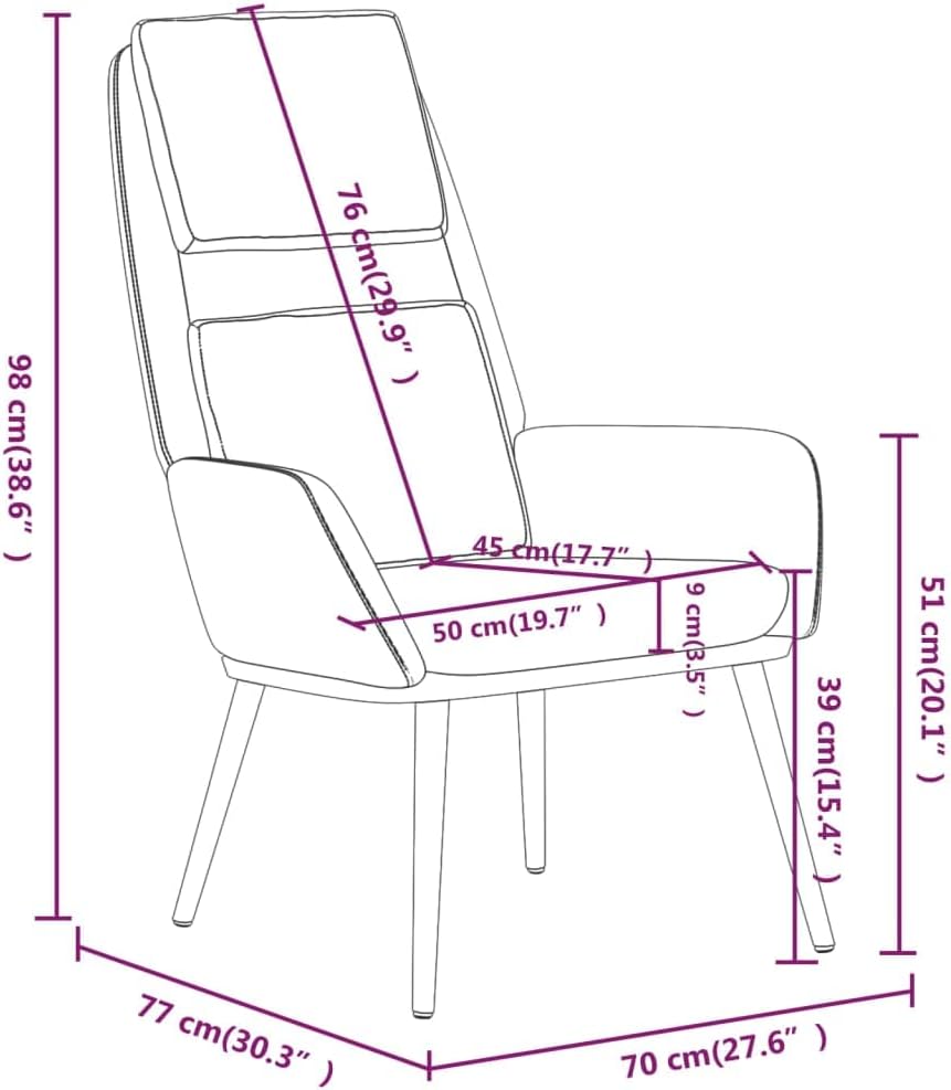 Relaxstoel – Fauteuil – Zitzak – Lounge Stoel – Woonkamerstoel – Lichtgrijs Polyesterweefsel – Metalen Frame – Gevoerde Armleuningen – Breed Zitvlak 50 cm