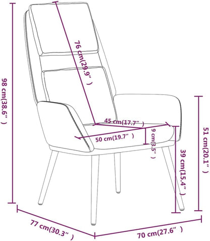 Relaxstoel – Fauteuil – Zitzak – Lounge Stoel – Woonkamerstoel – Lichtgrijs Polyesterweefsel – Metalen Frame – Gevoerde Armleuningen – Breed Zitvlak 50 cm