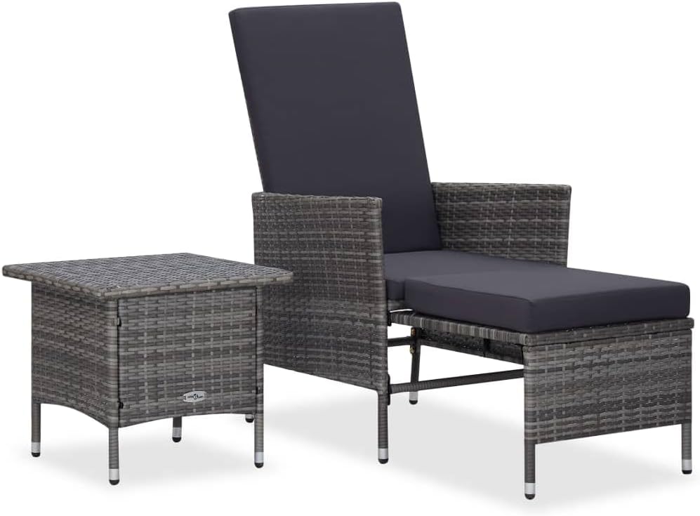 vidaXL 2-piece lounge set with cushions poly rattan grey - QUORE