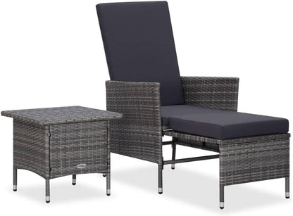 vidaXL 2-piece lounge set with cushions poly rattan grey - QUORE