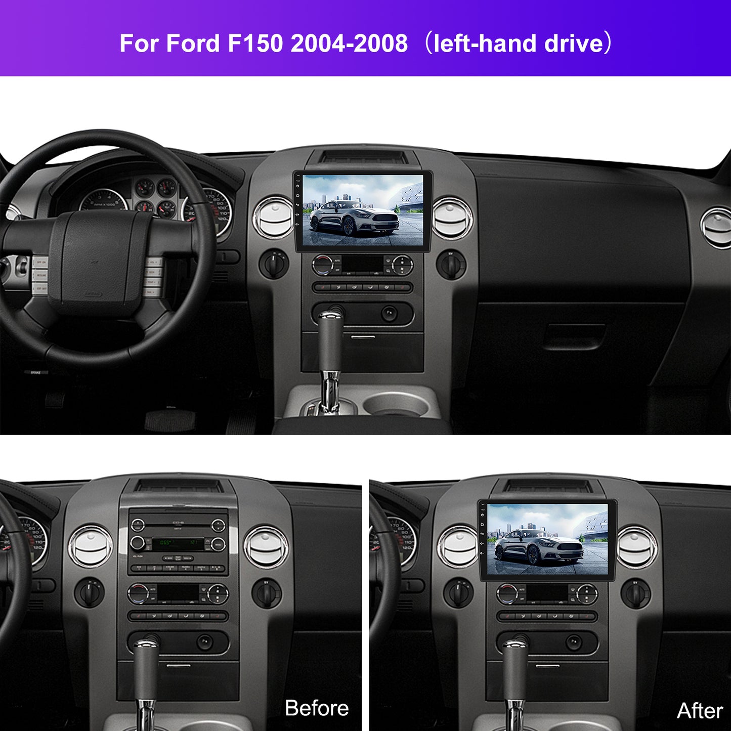 [4+128G] Car Radio for Ford F150 2004-2008 with Wireless Carplay/ Android Car, Motorsi 25.4 cm Incell Android Touchscreen Navi/ WiFi/ FM/ RDS/ SWC/ EQ + Back Camera, Incar Connectivity, Vehicle Multimedia System, Sleek Dashbo
