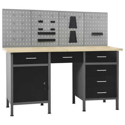 Werkbank – Werktafel – Werkstation – Werkplek – Werkbank Met Wandpanelen – 6 Lades – 500 Kg Max Belastbaarheid