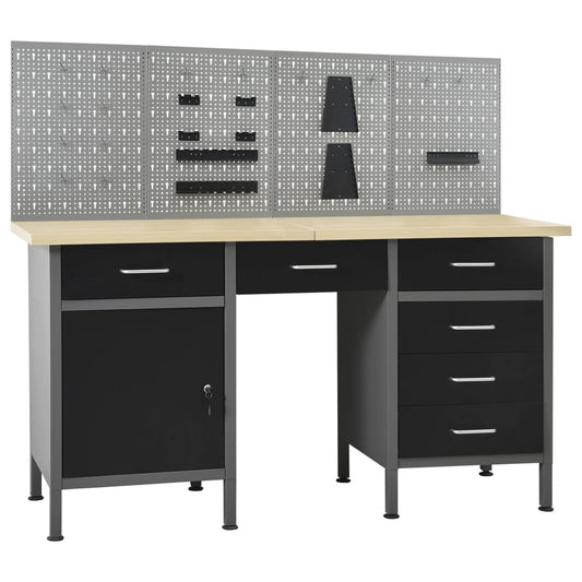 Werkbank – Werktafel – Werkstation – Werkplek – Werkbank Met Wandpanelen – 6 Lades – 500 Kg Max Belastbaarheid